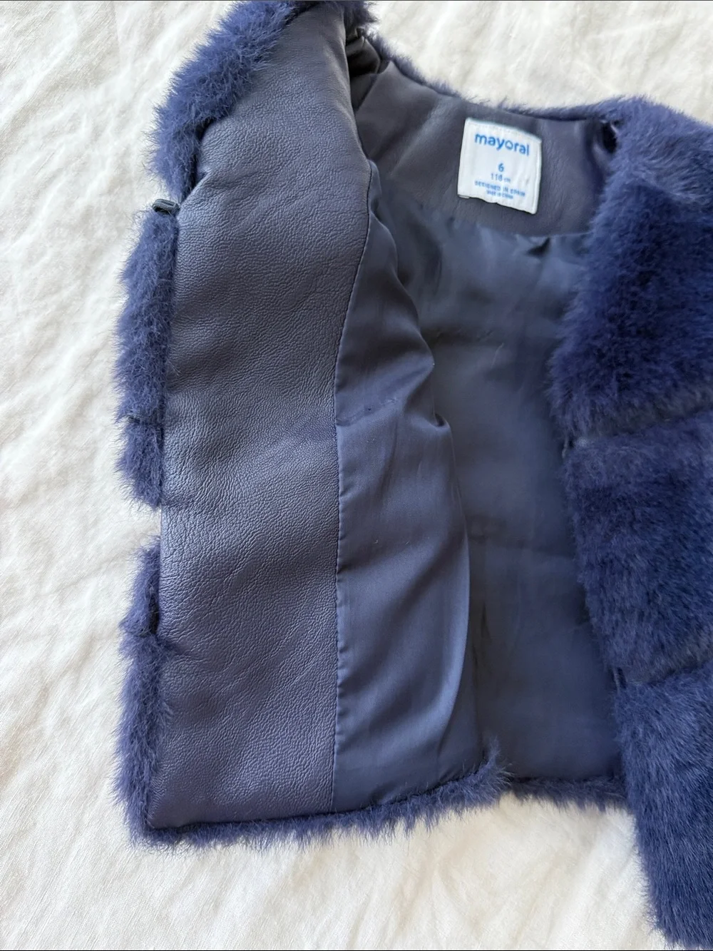 Mayoral Navy Faux Fur Puffer Vest